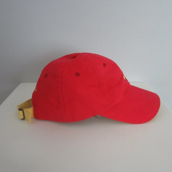 Vineyard Vines Hat Cap Mens One Size Red Yellow Whale Adjustable 100% Cotton - Picture 7 of 8